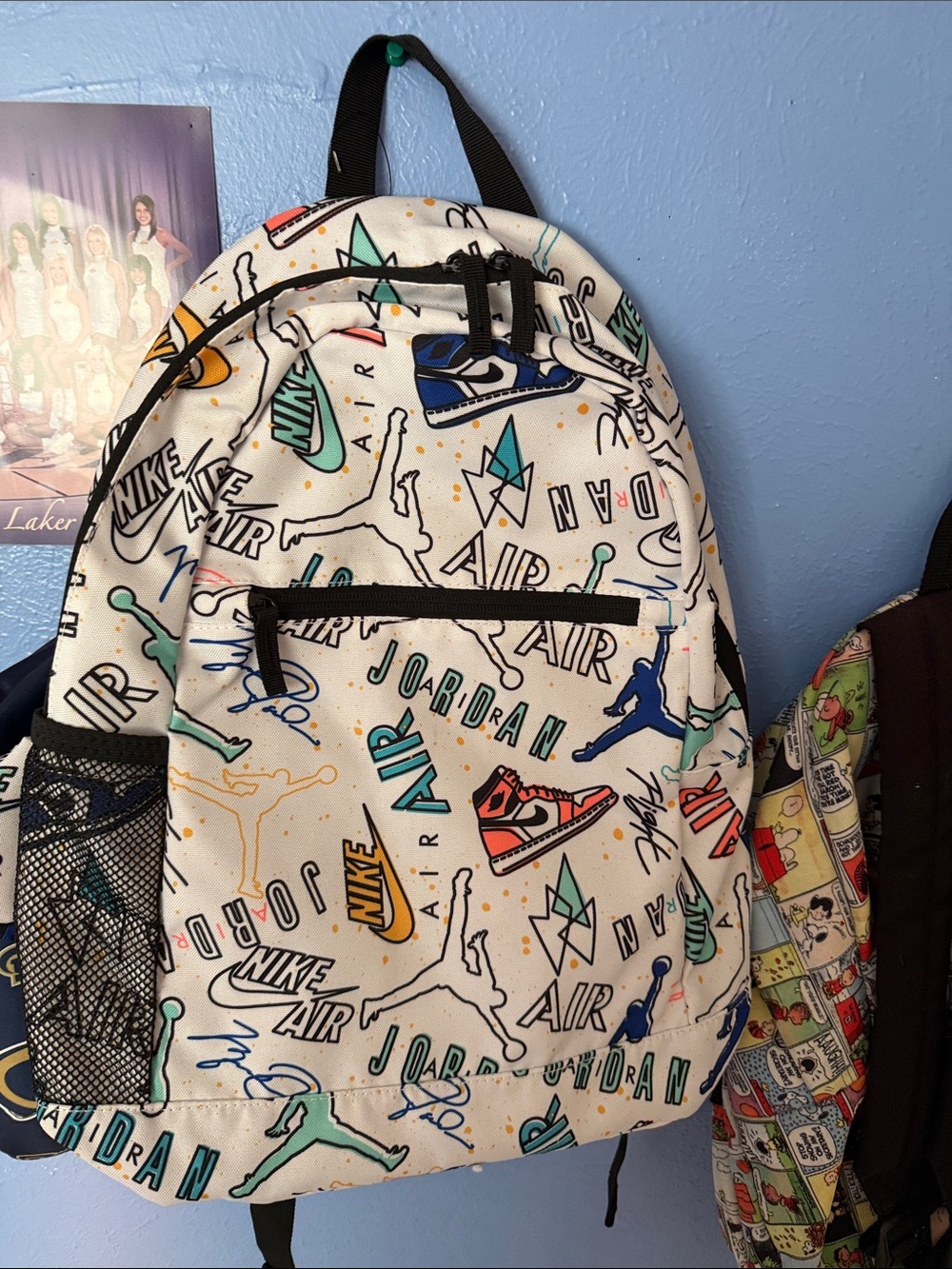 Jordan White Multi-Color Logo Print Backpack